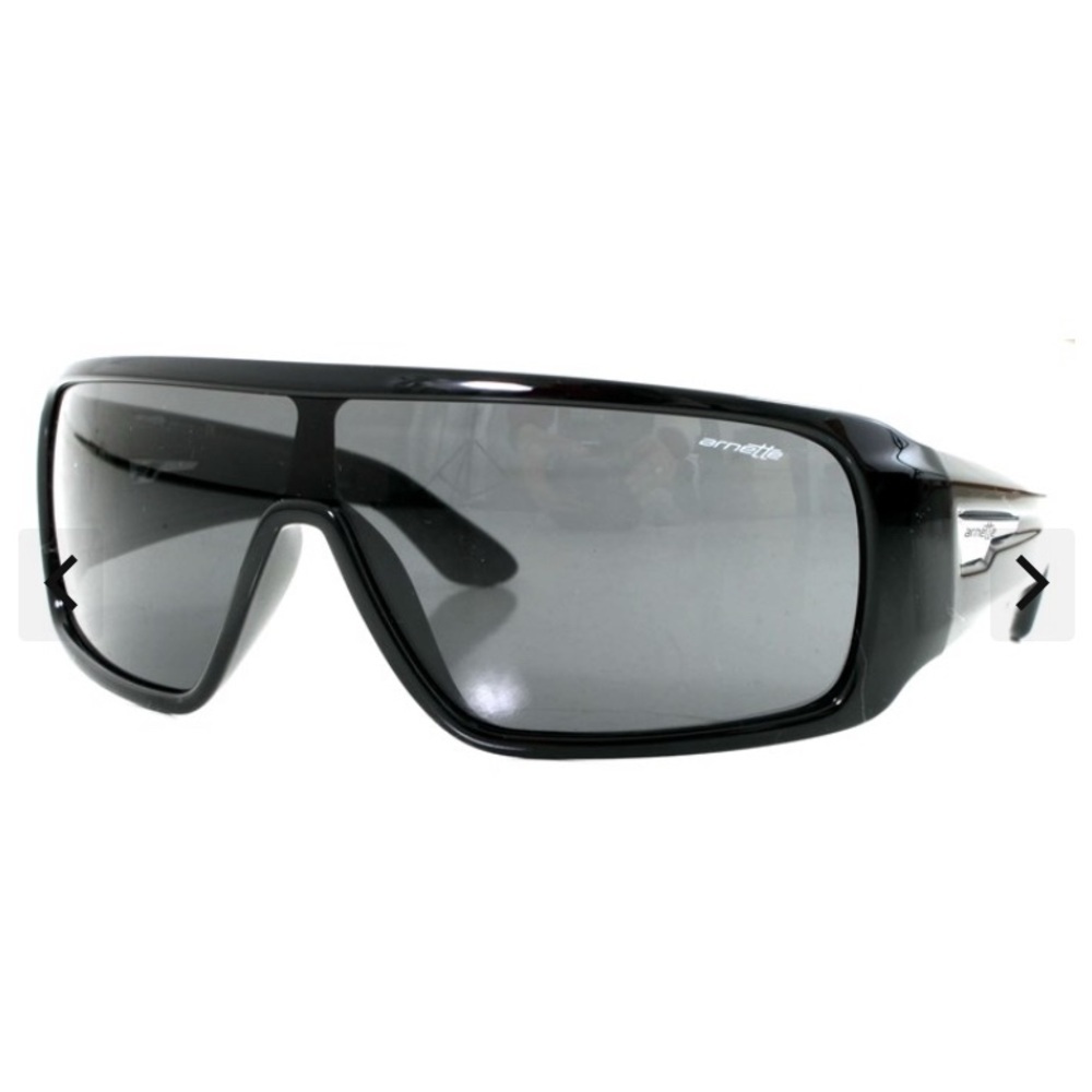 Arnette Glossy Black Barn Burner Sunglasses w/ case silver hardware full cover